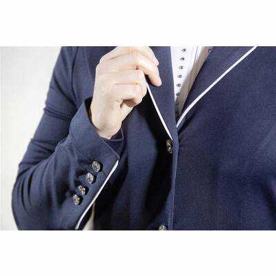 HKM Damen Turnierjacket Stretchy in Dunkelblau/Weiß - Größe: 36