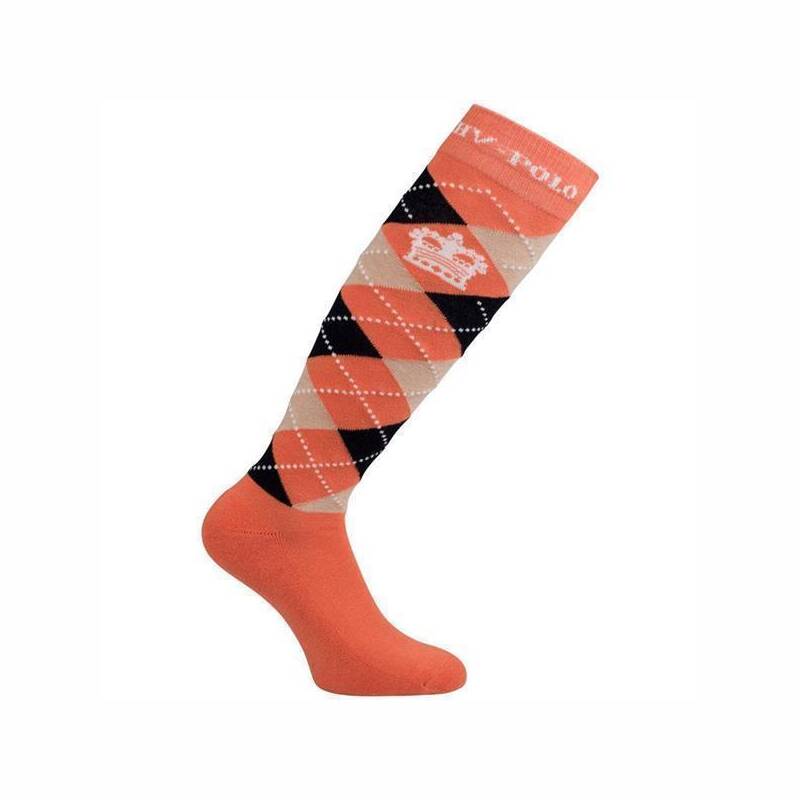 Größe: 35-38 - HV Argyle POLO Orange Reitsocken in