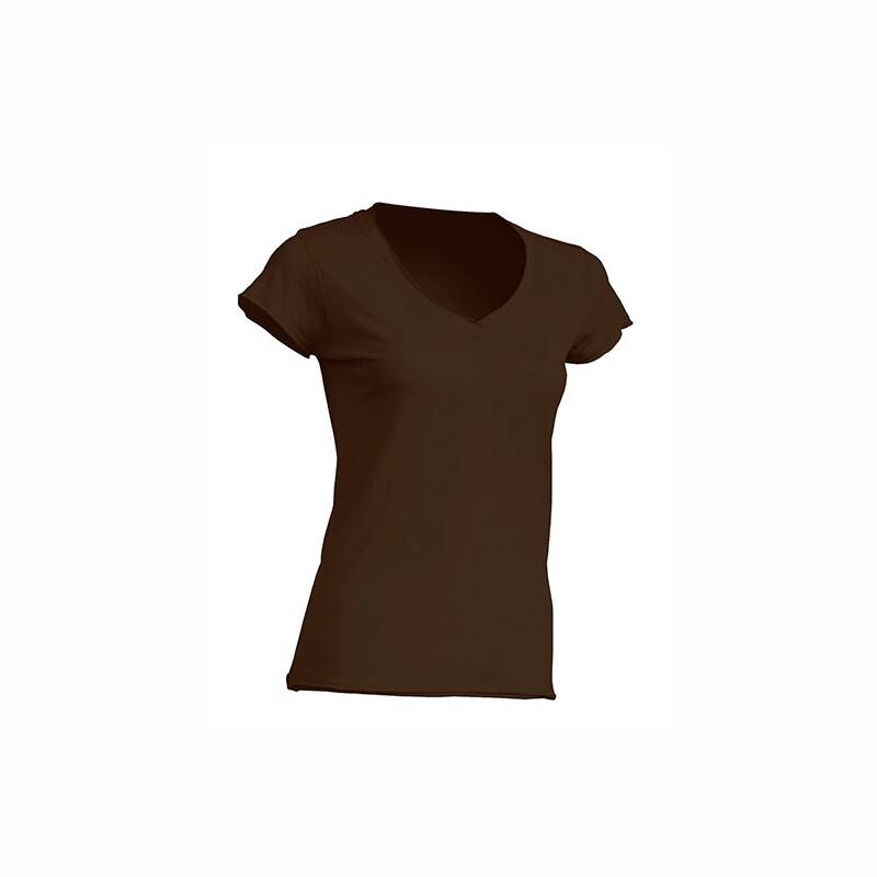 Shirt Ladies V-Neck in Chocolate Damen M