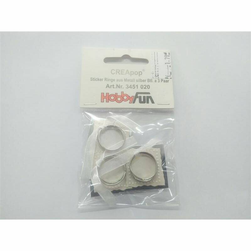 CREApop Sticker Ringe aus Metall  3 Paar Silber