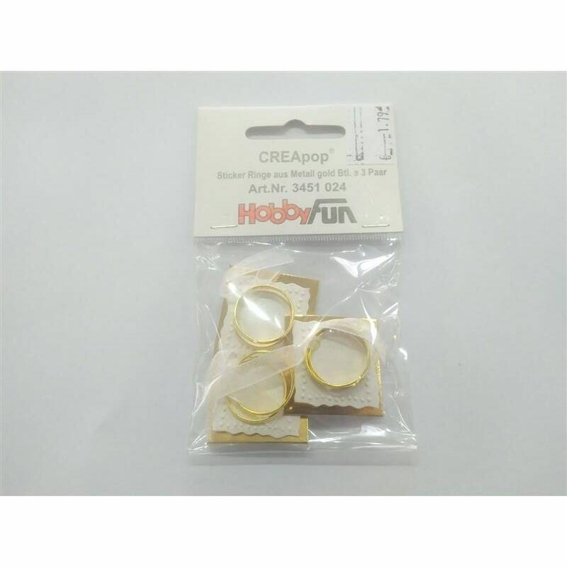 CREApop Sticker Ringe aus Metall  3 Paar Gold