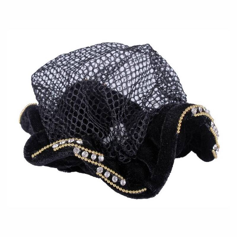 QHP Haarnetz Velvet in Schwarz/Gold