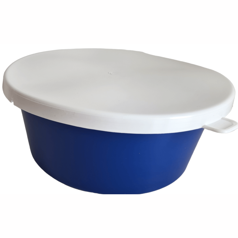 Futterschüssel Müslischale Blau incl. Deckel, 5 L mit deinem Wunschnamen Schriftfarbe Silber
