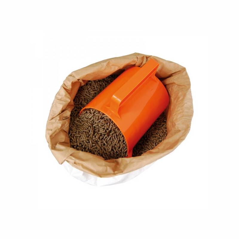 Futterschaufel  Sackschaufel in Gelb/Orange 2 kg mit Wunschnamen Silber