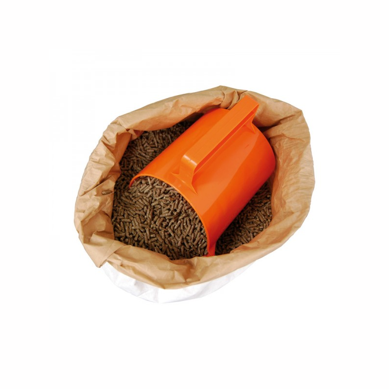 Futterschaufel  Sackschaufel in Gelb/Orange 2 kg mit Wunschnamen Silber