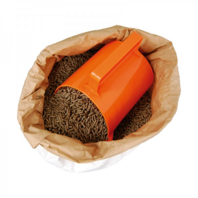 Futterschaufel  Sackschaufel in Gelb/Orange 2 kg mit Wunschnamen Silber