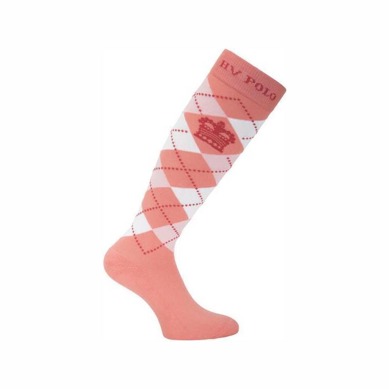 HVP Reitsocken Kniestrumpf Argyle in Coral Pink - Größe: 31-34