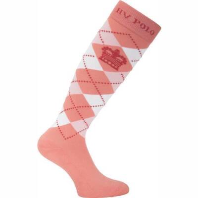 HVP Reitsocken Kniestrumpf Argyle in Coral Pink -...