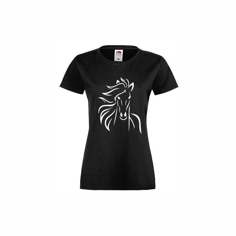 T-Shirt mit Pferd Motiv in Schwarz 116