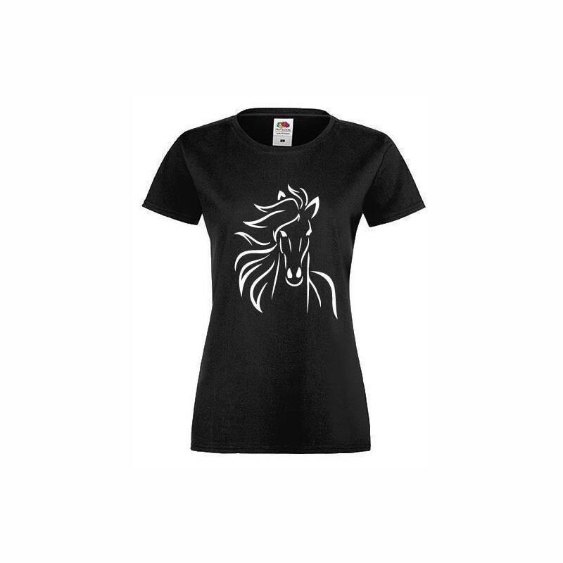 T-Shirt mit Pferd Motiv in Schwarz M